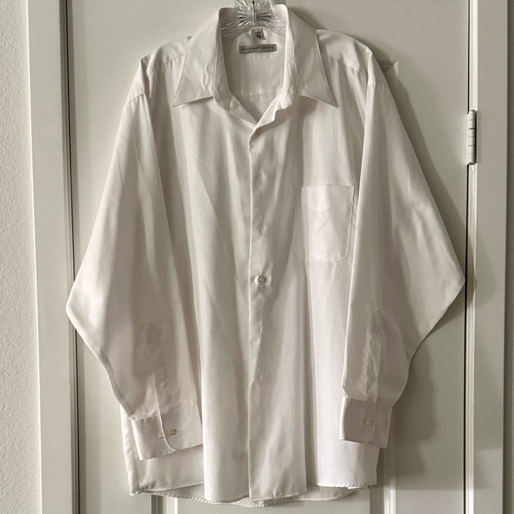 Geoffrey Beene White Sateen Men's Dress Shirt